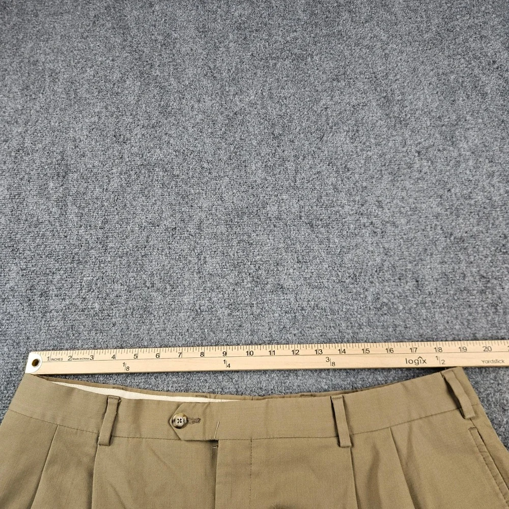 Jos. A. Bank Executive Collection Pleated Khaki Dress Pants Tan Cuffed Mens 38
